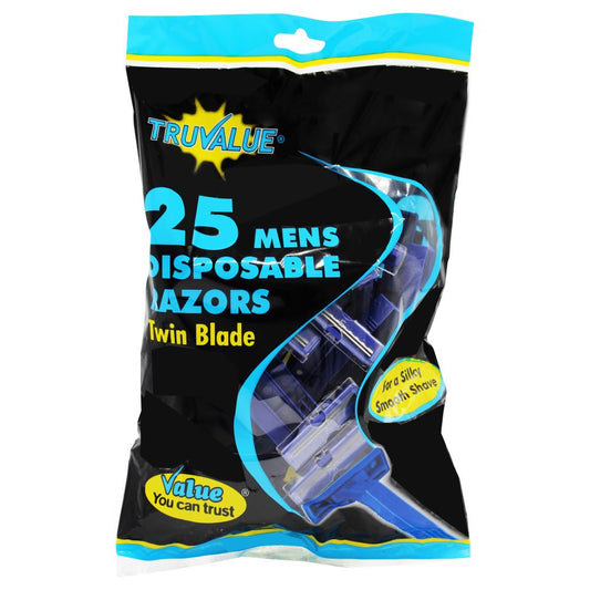 Truvalue Pk25 Disposable Razors Twin Blade Mens