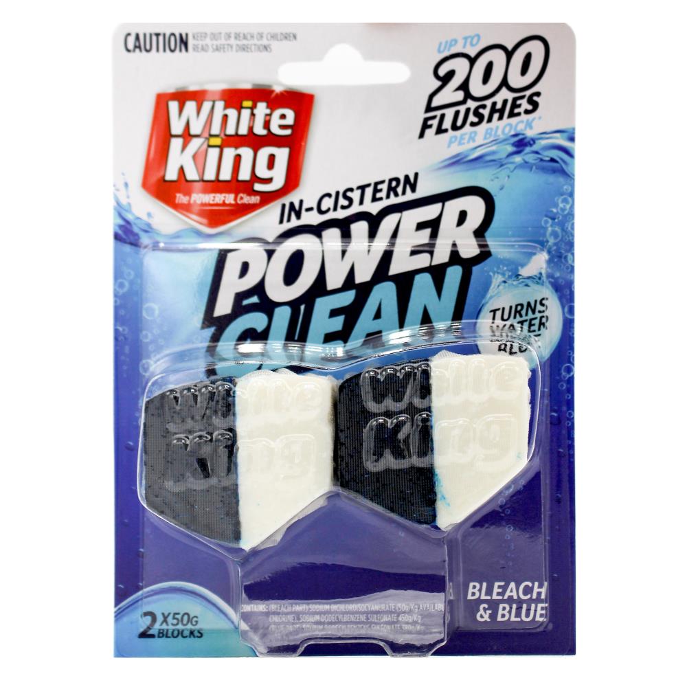 White King Pk2 X 50G In - Cistern Power Clean Blocks Bleach & Blue