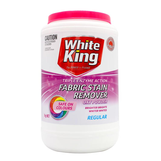 White King 1Kg Fabric Stain Remover Oxy Powder Regular Safe On Colours