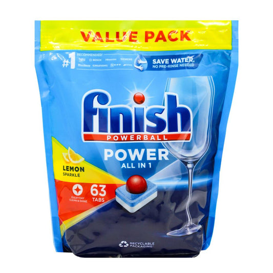 Finish Pk63 Powerball Dishwashing Tablet Power All In 1 Lemon Sparkle Value Pack