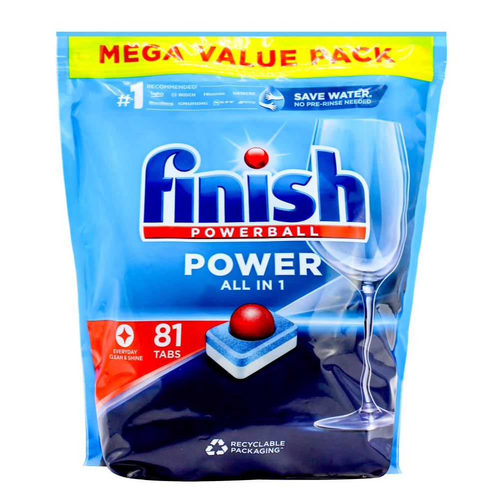 Finish Pk81 Powerball Dishwashing Tablets Power All In 1 Mega Value Pack