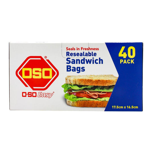 Oso Easy Pk40 Resealable Sandwich Bags 17.5Cm X 16.5Cm