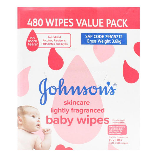 Johnsons Pk80 Baby Wipes Lightly Fragranced