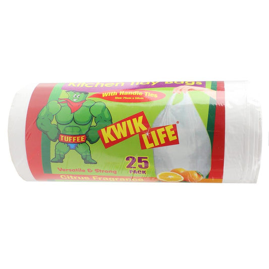 Kwik Life Pk25 Kitchen Tidy Bags Citrus Scented 75Cm X 58Cm