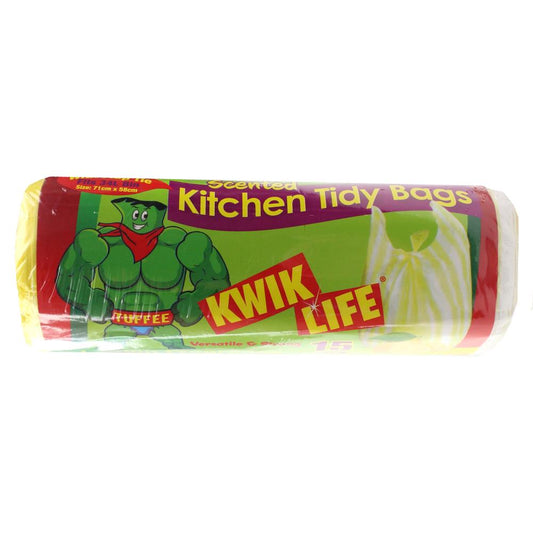 Kwik Life Pk15 Kitchen Tidy Bags Lemon Scented 34L (71Cm X 58Cm)