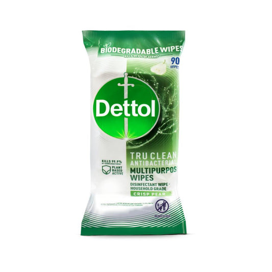 Dettol Pk90 Tru Clean Antibacterial Multipurpose Wipes Crisp Pear