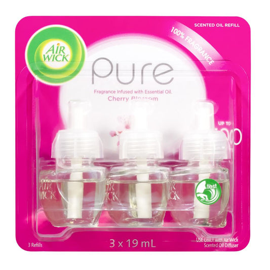 Air Wick Pk3 X 19Ml Pure Fragrance Infused With Essential Oil Refill Cherry Blossom