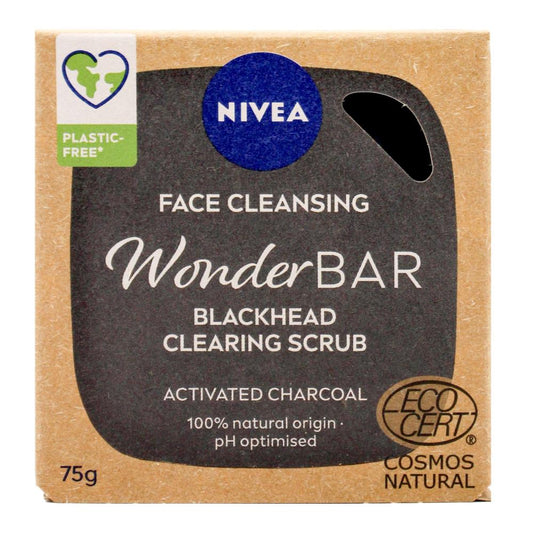 Nivea 75G Face Cleansing Wonder Bar Blackhead Clearing Scrub With Activated Charcoal