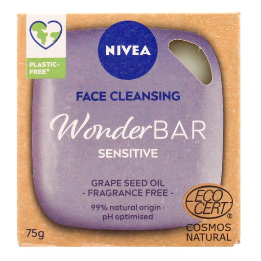Nivea 75G Face Cleansing Wonder Bar Sensitive Grape Seed Oil Fragrance Free