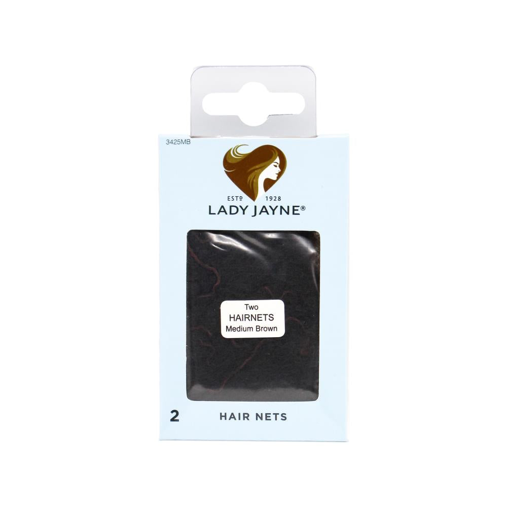 Lady Jayne Pk2 Hair Nets Medium Brown