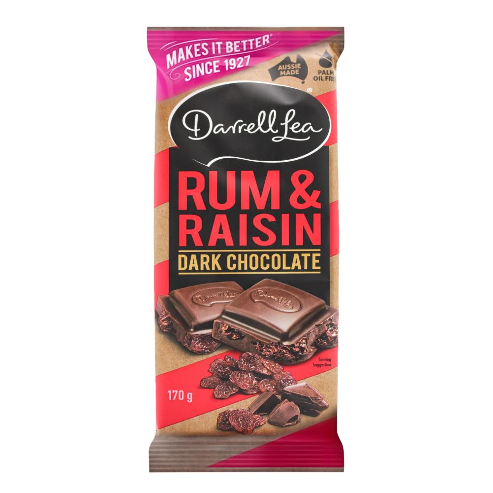 Darrell Lea 170G Rum & Raisin Dark Chocolate