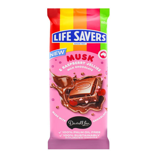 Life Savers 160G Musk & Raspberry Jellies Milk Chocolate