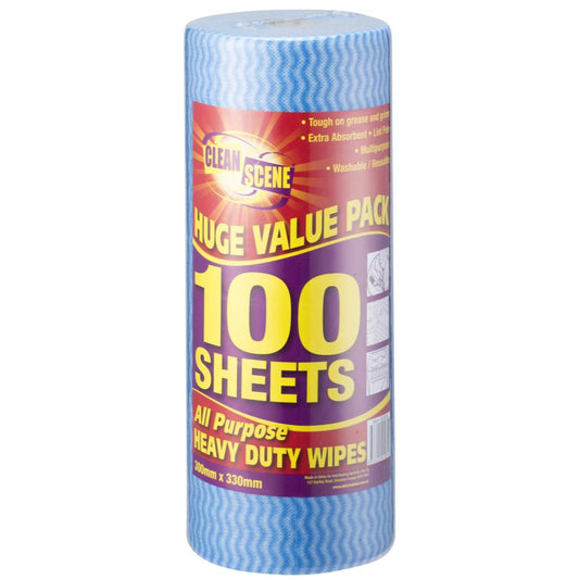 Clean Scene Pk100 Perforated Wipes On Dispenser Roll 30Cm X 33Cm