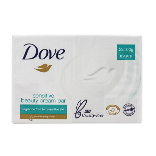 Dove Pk2 X 100G Beauty Cream Bar Sensitive Hypo-Allergenic & Fragrance Free