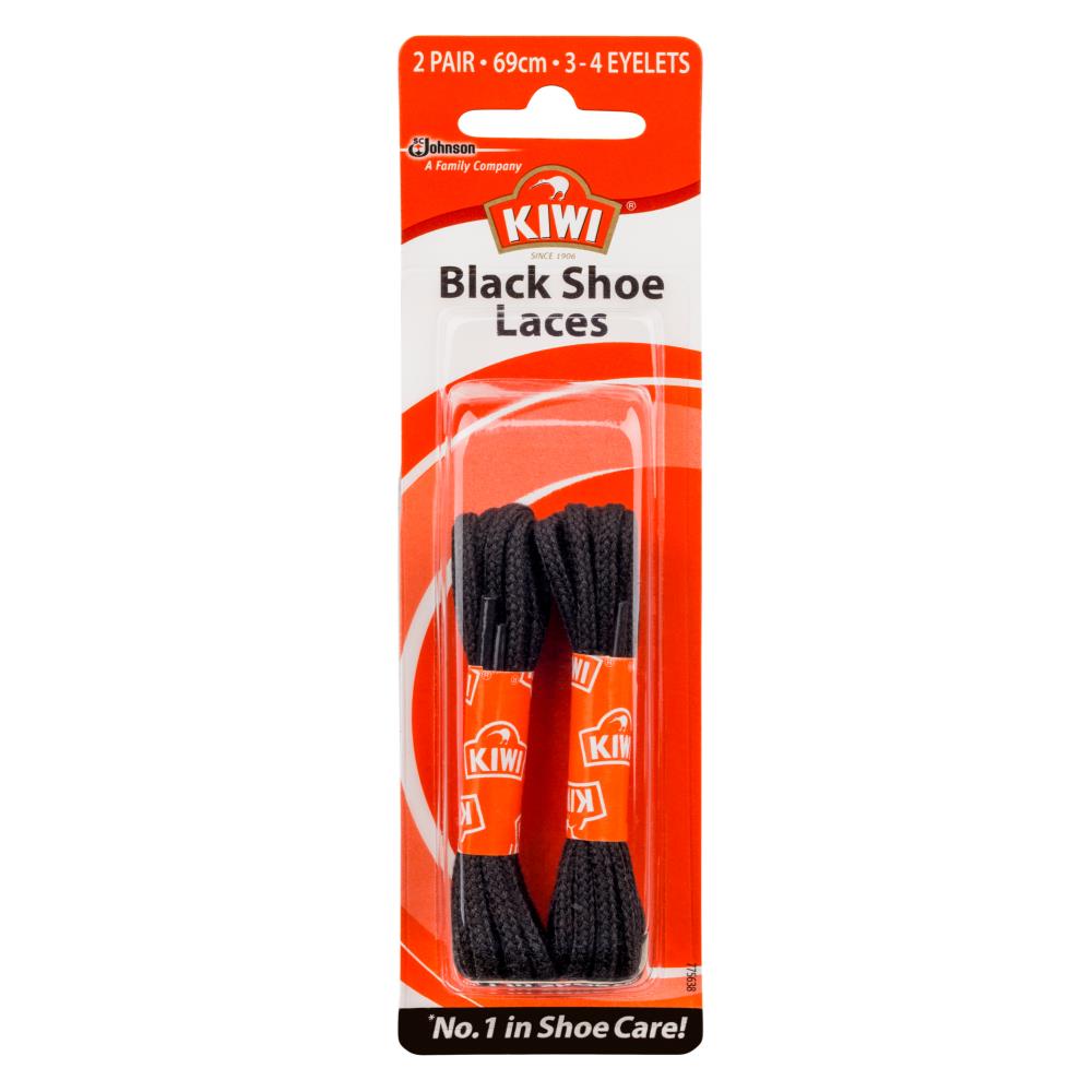 Kiwi 2 Pair Black Shoe Laces 69Cm