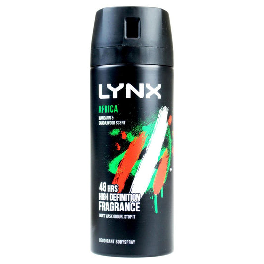 Lynx 100G Body Spray Deodorant Africa Mandarin & Sandalwood Scent