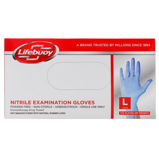 Lifebuoy Pk100 Nitrile Examination Gloves Powder Free Large