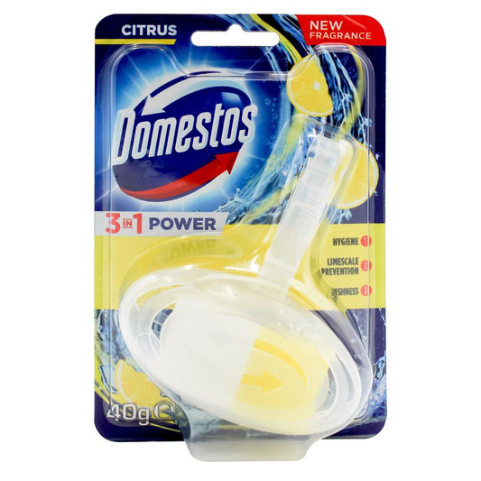 Domestos 40G 3 In 1 Power Toilet Block Citrus