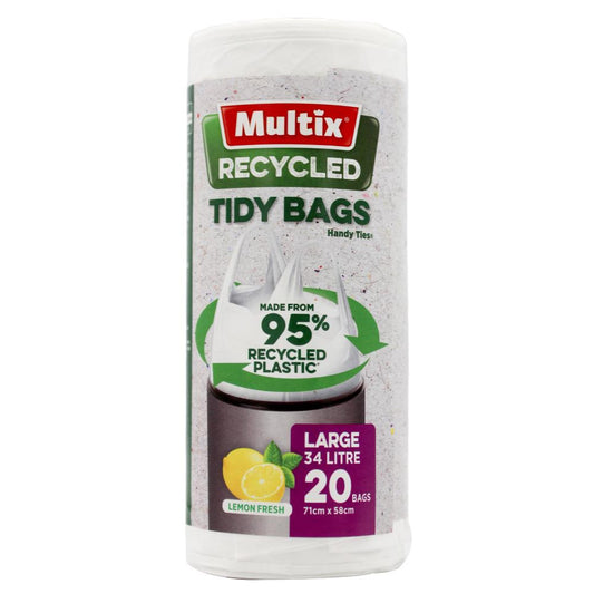 Multix Pk20 Recycled Tidy Bags Lemon Fresh Large 34L 71Cm X 58Cm