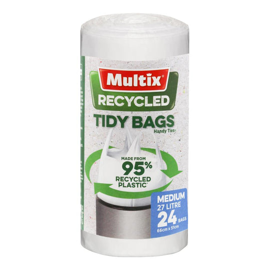 Multix Pk24 Recycled Tidy Bags With Handy Ties Medium 27L 66Cm X 51Cm