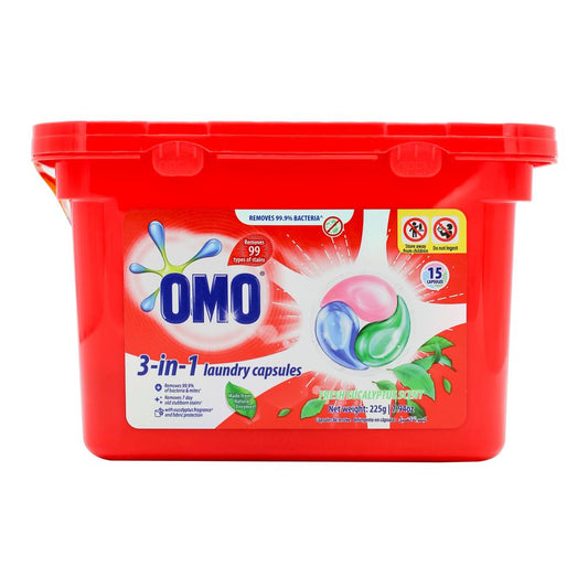 Omo Pk15 3 In 1 Laundry Capsules Fresh Eucalyptus Scent