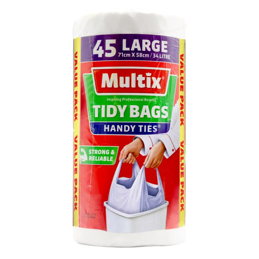 Multix Pk45 Large Tidy Bags Handy Ties Strong And Reliable 34 Litre 71Cm X 58Cm