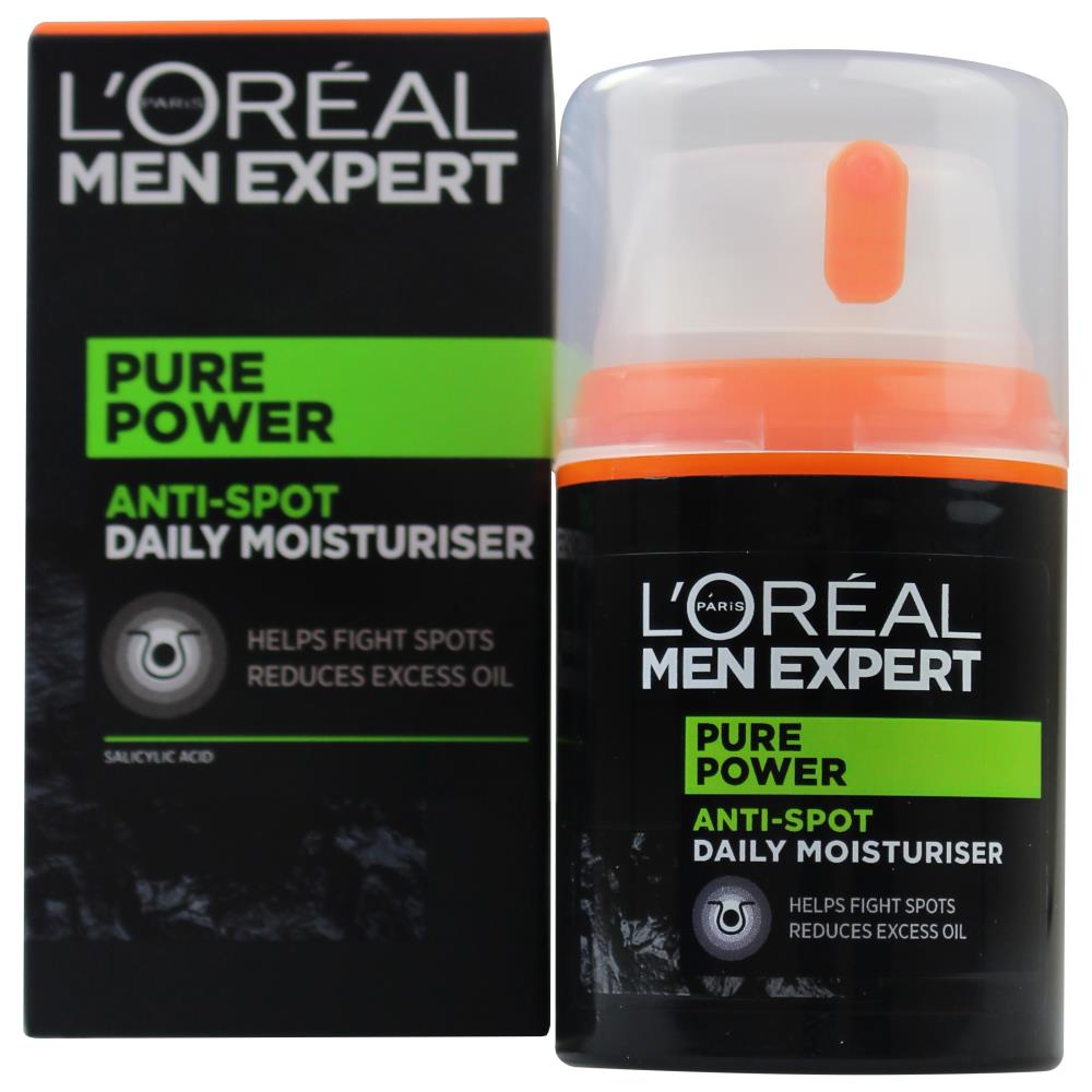 Loreal Paris Men 50Ml Daily Moisturiser Pure Power Anti Spot