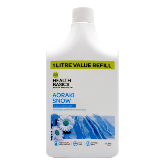 Health Basics 1L Aoraki Snow Gel Hand Wash Refill Soothing Calendula & Chamomile