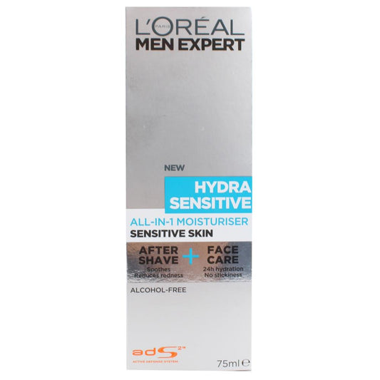 Loreal Men 75Ml After Shave + Face Care Hydra Sensitive All-In-1 Moisturiser