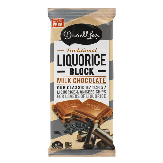 Darrell Lea 180G Liquorice Block Milk Chocolate Our Classic Batch 37 Liquorice & Aniseed Chips