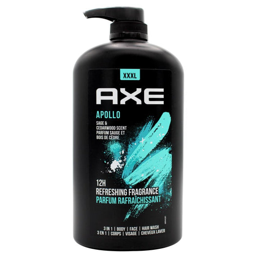 Axe 1L 3 In 1 Body Face Hair Wash Apollo Sage & Cedarwood Scent