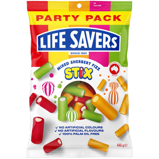 Life Savers 440G Mixed Sherbert Fizz Stix Party Pack