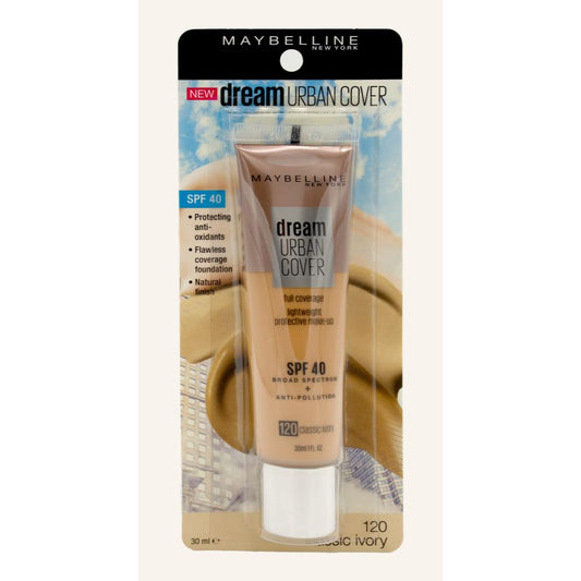 Maybelline 30Ml Dream Urban Cover Full Coverage Foundation 120 Classic Ivory Spf 40 (Carded)